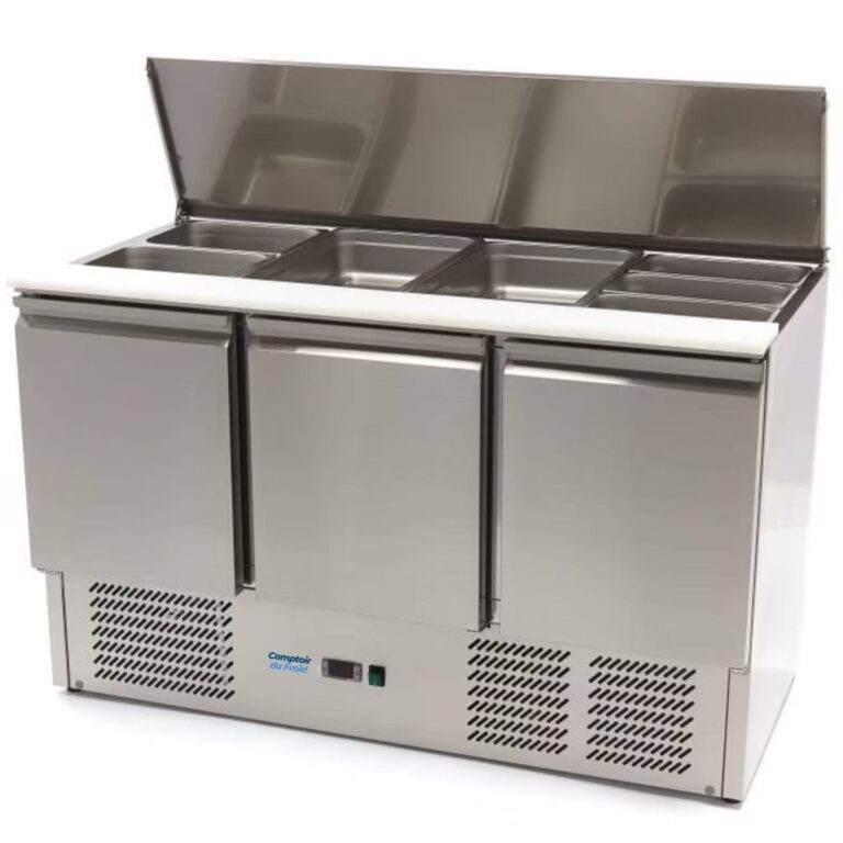 Accueil 6 Saladette réfrigérée inox 3 portes 137cm couvercle